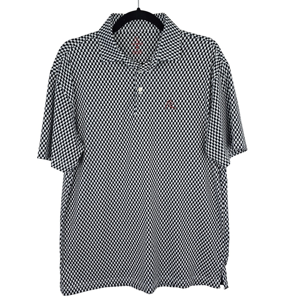 Rhoback Alabama State Print Performance Polo Shirt Men's Medium Black‎ White